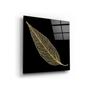 Gold Yaprak Cam Tablo 50x50 cm