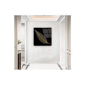 Gold Yaprak Cam Tablo 50x50 cm