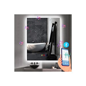 80x100(h) Cm Bluetoothlu Buğu Çözücülü Dokunmatik Işıklı Ledli Banyo Aynası