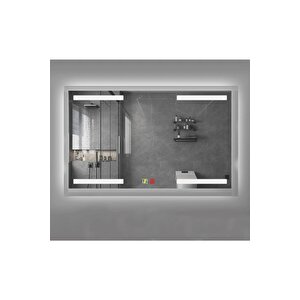 70x100(h) Cm Buğu Çözücülü Dokunmatik Işıklı Kumlamalı Banyo Aynası