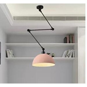 Retro Metal Dekoratif Rustik Akrobatik Pembe Tekli Sarkıt Avize Çap 30 Cm