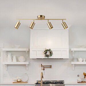 Metal Modern 4 Lü Eskitme Kaplama Led Spot Hareketli Avize Günışığı Ampullü
