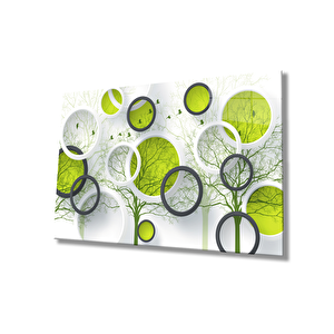 Yeşil Daireler Cam Tablo Green Flats 50x70 cm