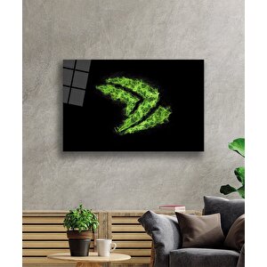 Yeşil İllüstrasyon Cam Tablo Green Illustration 50x70 cm