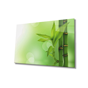 Yeşil Bitki Cam Tablo Green Plant 36x23 cm
