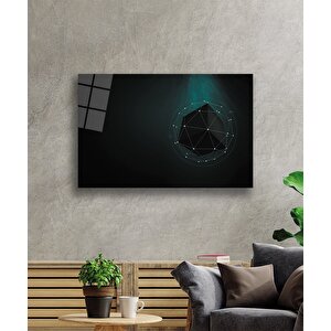 Siyah Yeşil Küp Bilim Cam Tablo 50x70 cm