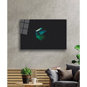 Yeşil Küp Cam Tablo Green Cube 50x70 cm
