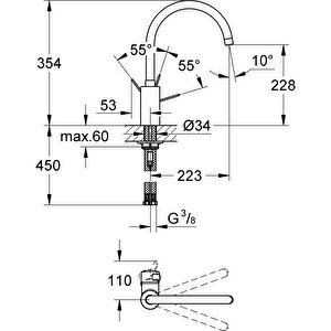 Grohe Eurocosmo Döner Borulu Eviye Bataryası 3284300e
