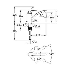 Grohe Eurosmart Tek Kumandali Evi̇ye Bataryasi - 33281003