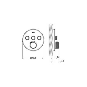 Grohtherm Smartcontrol Üç Yollu Yön Değiştiricili Ankastre Termostatik Duş Bataryası - 29904ls0