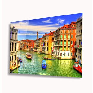 Mimari Yapılar Ve Kayıklar Cam Tablo 36x23 cm