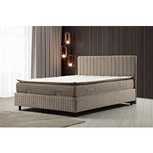 Safir Baza+başlık 140*200 Pedli Yatak Set- Bej 140x200