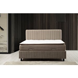 Safir Baza+başlık 140*200 Pedli Yatak Set- Bej 140x200