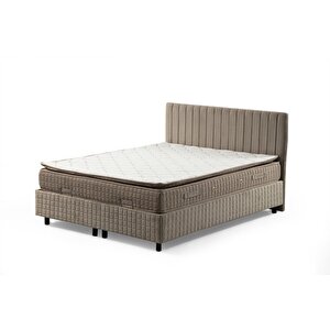 Safir Baza+başlık 140*200 Pedli Yatak Set- Bej 140x200