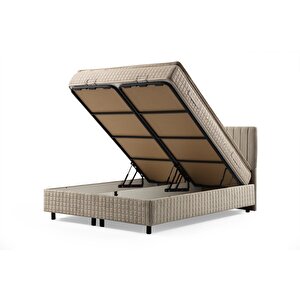 Safir Baza+başlık 140*200 Pedli Yatak Set- Bej