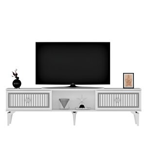 150 Cm Ni̇l Tv Sehpasi (alt Modül) Beyaz-gümüş