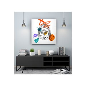 Minimal Portreler Cam Tablo 100x100 cm