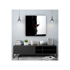 Şarap Kadehi Cam Tablo 100x100 cm