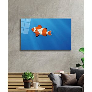 Turuncu Beyaz Cam Tablo Orange White 50x70 cm