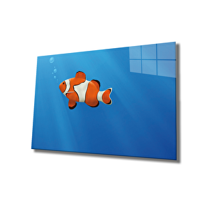 Turuncu Beyaz Cam Tablo Orange White 36x23 cm