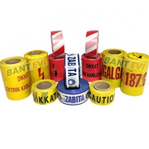Emniyet Şeridi 65mmx500m Kırmızı Beyaz İkaz Şeridi, Güvenlik İkaz Bandı 6,5cm
