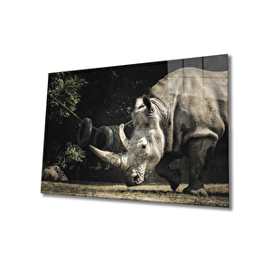 Gergedan Cam Tablo 36x23 cm