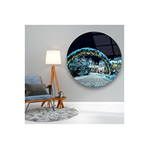 Coburg'da Noel Hazırlığı Yuvarlak Cam Tablo 60x60 cm