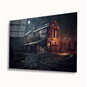 Eski Ahşap Ev Cam Tablo 90x60 cm