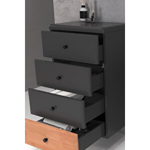 Belissimo 100 Cm Antrasi̇t Lavabolu Banyo Dolabi  Antrasi̇t /  Kayin - Yan Üni̇te Ve Boy Dolap Dahi̇l