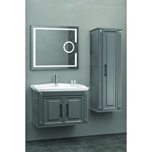 Mi̇lano 80 Cm Banyo Dolabi Led Mercek Aynali Antrasi̇t - Boy Dolap Hari̇ç