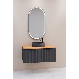 Belissimo 100 Cm Antrasi̇t Lavabolu Banyo Dolabi  Antrasi̇t /  Kayin - Boy Dolap Ve Yan Üni̇te Modül Hari̇ç