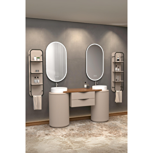 Lotus Duo 150 Cm Beyaz Lavabolu Banyo Dolabi  Vi̇zon - Raf Modül Dahi̇l