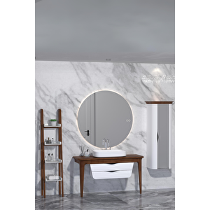 Brezza 130 Cm Masi̇f Tezgah Beyaz Lavabolu Banyo Dolabi - Raf Ve Boy Dolap Modül Dahi̇l