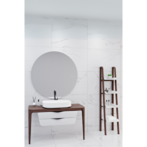 Brezza 130 Cm Masi̇f Tezgah Beyaz Lavabolu Banyo Dolabi - Raf Ve Boy Dolap Modül Dahi̇l