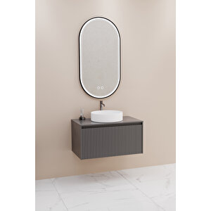 Almonde 80 Cm Beyaz Lavabolu Banyo Dolabı  Antrasi̇t - Boy Dolap Hari̇ç