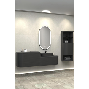 Siesta Single 184 Cm Banyo Dolabi  Antrasi̇t - Boy Dolap Dahi̇l