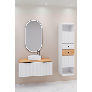 Belissimo 100 Cm Beyaz Lavabolu Banyo Dolabi  Beyaz /  Kayin - Boy Dolap Dahi̇l