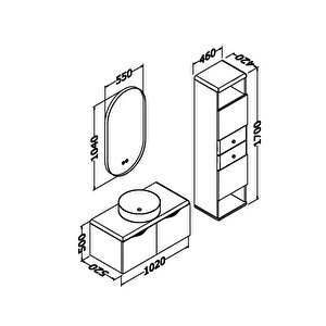 Belissimo 100 Cm Beyaz Lavabolu Banyo Dolabi  Beyaz /  Kayin - Boy Dolap Dahi̇l