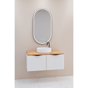 Belissimo 100 Cm Beyaz Lavabolu Banyo Dolabi  Beyaz /  Kayin - Boy Dolap Ve Yan Üni̇te Modül Hari̇ç