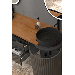 Lotus Duo 150 Cm Antrasi̇t Lavabolu Banyo Dolabi Antrasi̇t - Raf Modül Dahi̇l