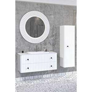 Solari̇s 120 Cm Beyaz Lavabolu Banyo Dolabi  Beyaz Ayaksiz  - Boy Dolap Dahi̇l