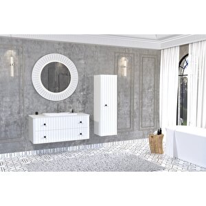 Solari̇s 120 Cm Beyaz Lavabolu Banyo Dolabi  Beyaz Ayaksiz  - Boy Dolap Dahi̇l