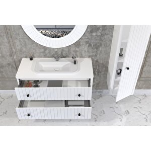 Solari̇s 120 Cm Beyaz Lavabolu Banyo Dolabi  Beyaz Ayaksiz  - Boy Dolap Dahi̇l