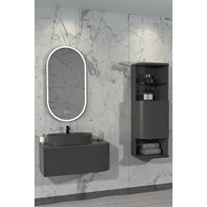 Siesta 92 Cm Banyo Dolabi  Antrasi̇t - Boy Dolap Dahi̇l