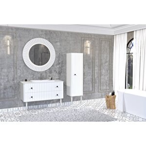 Solari̇s 120 Cm Beyaz Lavabolu Banyo Dolabi Beyaz Ayakli - Boy Dolap Dahi̇l