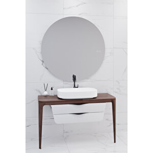 Brezza 130 Cm Masi̇f Tezgah Beyaz Lavabolu Banyo Dolabi - Boy Dolap Ve Raf Modül Hari̇ç