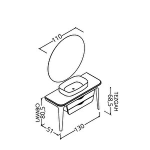 Brezza 130 Cm Masi̇f Tezgah Beyaz Lavabolu Banyo Dolabi - Boy Dolap Ve Raf Modül Hari̇ç