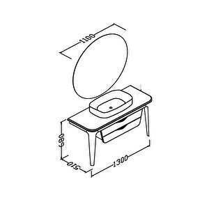 Brezza 130 Cm Masi̇f Tezgah Beyaz Lavabolu Banyo Dolabi - Boy Dolap Ve Raf Modül Hari̇ç