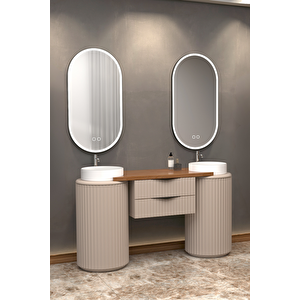 Lotus Duo 150 Cm Beyaz Lavabolu Banyo Dolabi Vi̇zon - Raf Modül Hari̇ç