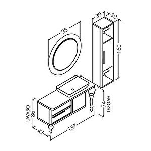 Prestige 140 Cm Si̇yah Lavabolu Banyo Dolabi  Si̇yah - Boy Dolap Dahi̇l